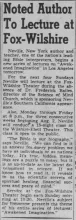 Lecture notice, 31 July 1954