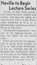 Neville Goddard Lecture Series: Photo Gallery and Newspaper Clippings — Cool Wisdom Books — 53