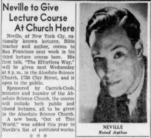 Lecture notice, San Francisco Examiner, 2 July 1949