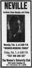 Neville Goddard Lecture Series: Photo Gallery and Newspaper Clippings — Cool Wisdom Books — 119