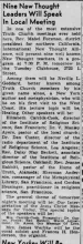 Lecture notice, The Sacramento Bee, 1938, page 15