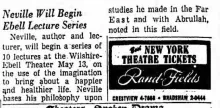 Neville Goddard Photo Gallery and Newspaper Clippings — Cool Wisdom Books — 80