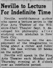 Neville Goddard Photo Gallery and Newspaper Clippings — Cool Wisdom Books — 226